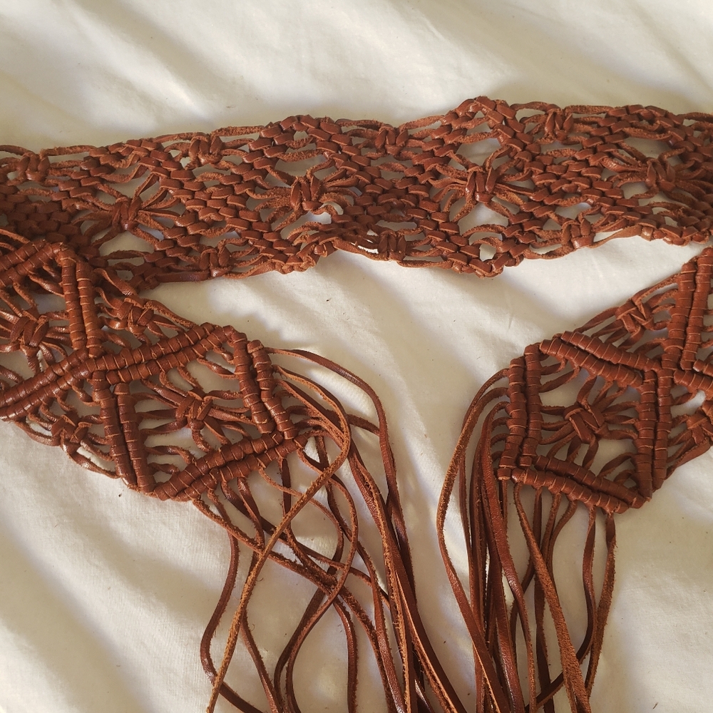 Handmade Brown Woven Leather Belt